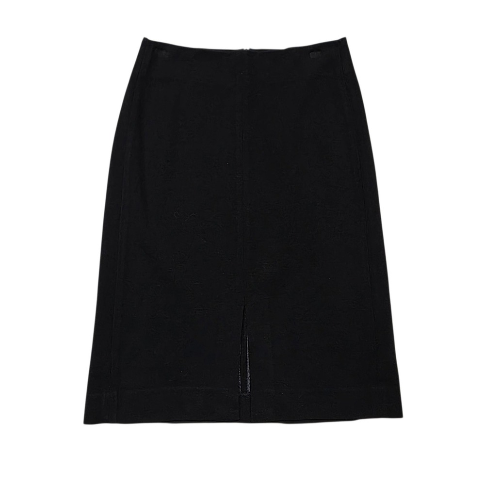 MM.LaFleur Noho Skirt Women 4 Black Viscose Textured Front Vent Pencil - Picture 1 of 9